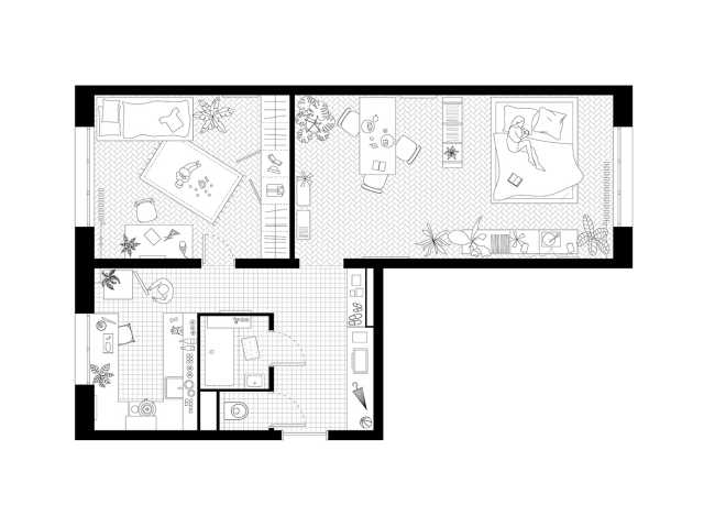 Painters' Apartment. An architecture in tune with life, which is always finding a way