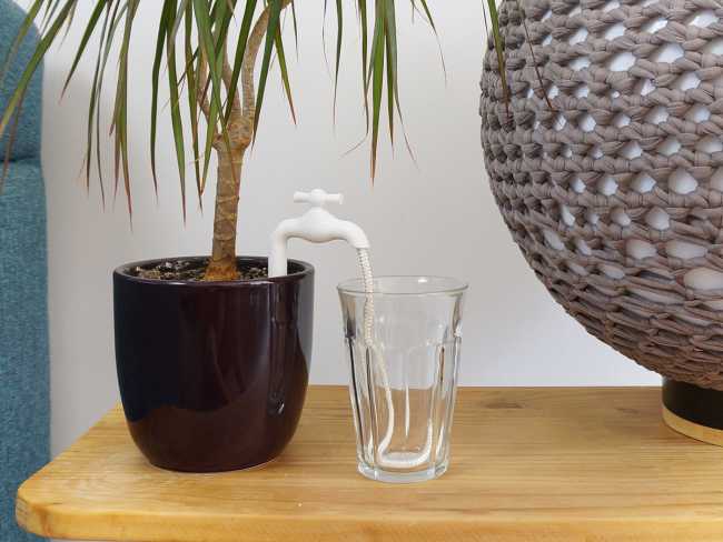 Iconic design of a simple but functional watering system for pot plants: the TapWire