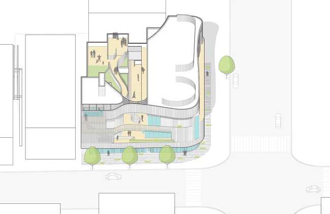 El típico patio americano reinterpretado en el proyecto arquitectónico de Magnolia Hill.