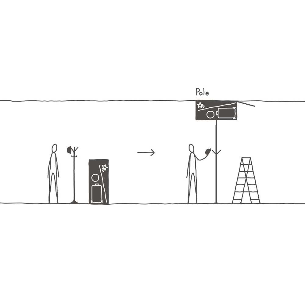 Pole: coat rack or storage space?