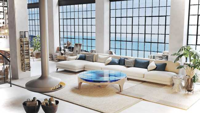 Abyss Horizon Coffee Table edition 2023. Glass and color for an oceanic chasm in the middle of the living room