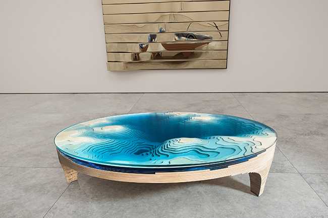 Abyss Horizon Coffee Table edition 2023. Glass and color for an oceanic chasm in the middle of the living room