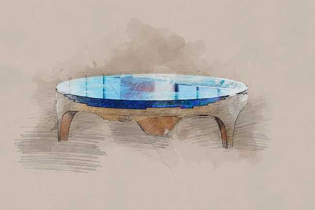 Abyss Horizon Coffee Table edition 2023. Glass and color for an oceanic chasm in the middle of the living room