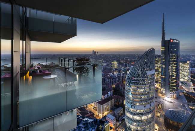 Solaria Tower in Milan, luxury interior design on the upper floors