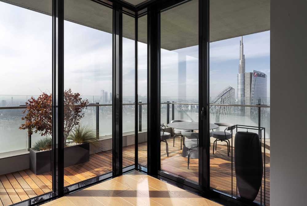 New style for a private apartment in the Torre Solaria. A textural and elegant place with an