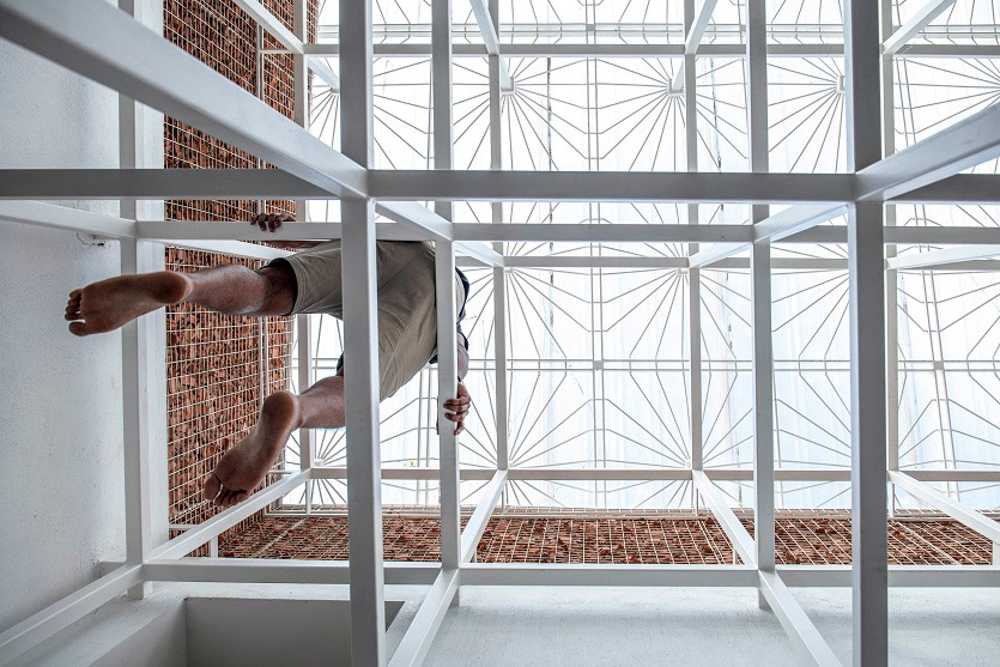 A steel scaffolding is a major factor in the new Scaffold House scene