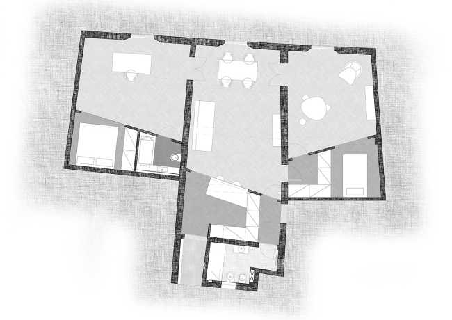 Casa tre Prismi. Gioco di matriosche spaziali in una progressione di intimità e inattesi punti di vista