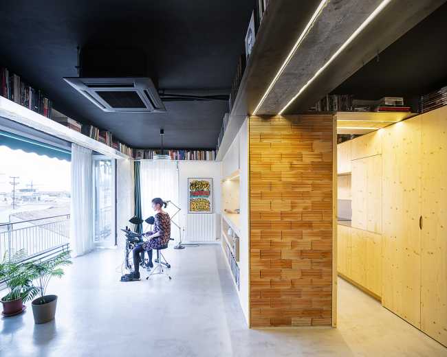 Interior Design Project for Apartment S73. Spaces and Furnishings Created through the Composition of Spruce Panels