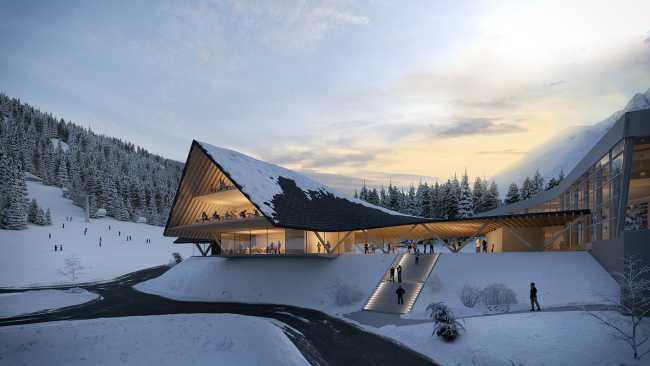 Achèvement d'une station de ski à Ponte di Legno. Réinterprétation de la tradition architecturale des montagnes italiennes