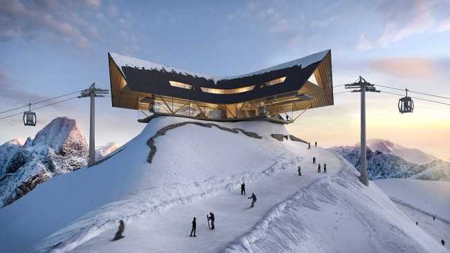 Achèvement d'une station de ski à Ponte di Legno. Réinterprétation de la tradition architecturale des montagnes italiennes