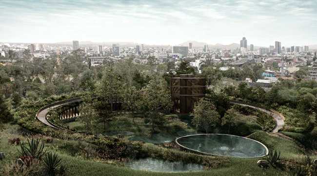 Mexico City's Environmental Culture Center:its countless microcosms reflected in a garden