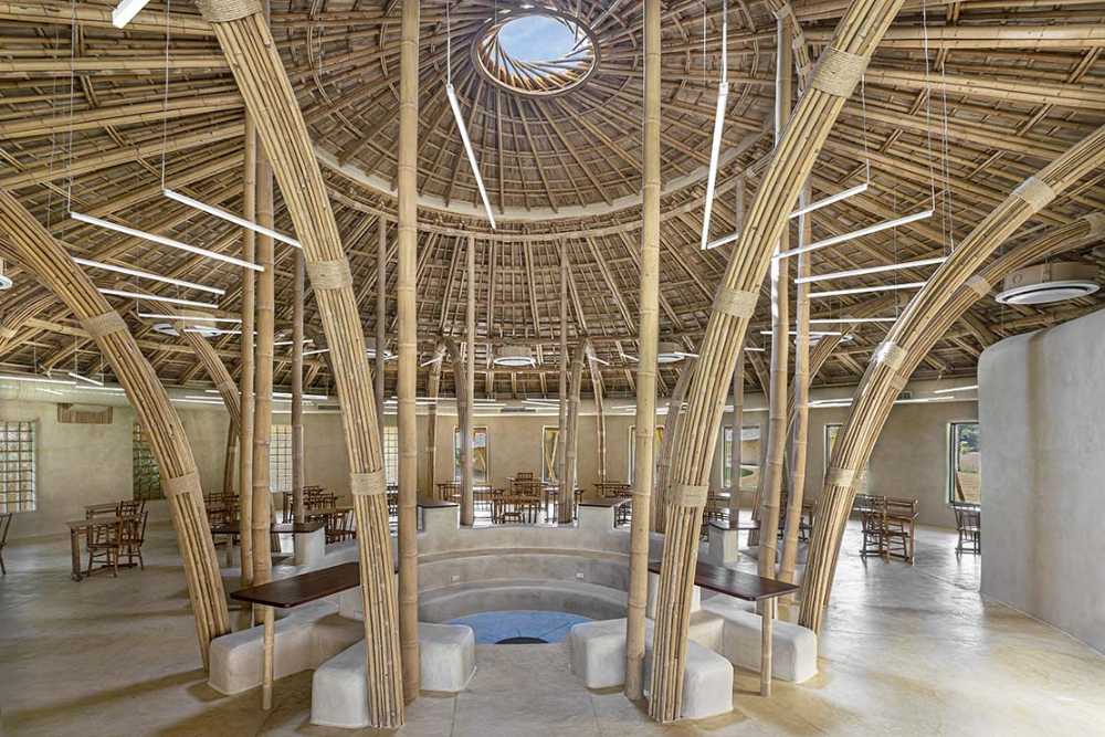 Panyaden International School Library. A circular bamboo structure