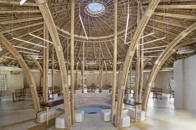 Circular bamboo structure for the Panyaden library.