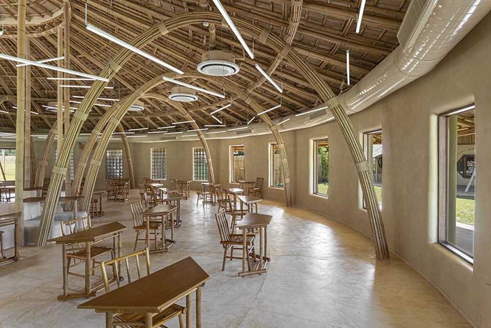 Panyaden International School Library. A circular bamboo structure