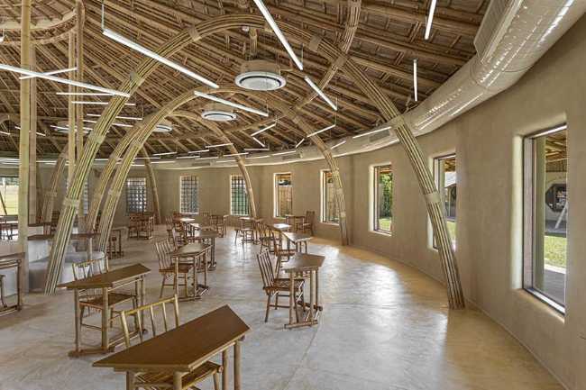 Circular bamboo structure for the Panyaden library.