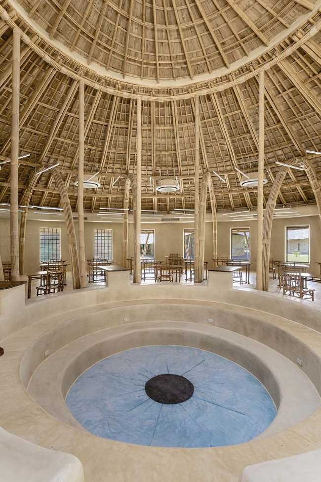 Circular bamboo structure for the Panyaden library.