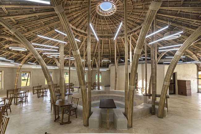 Circular bamboo structure for the Panyaden library.