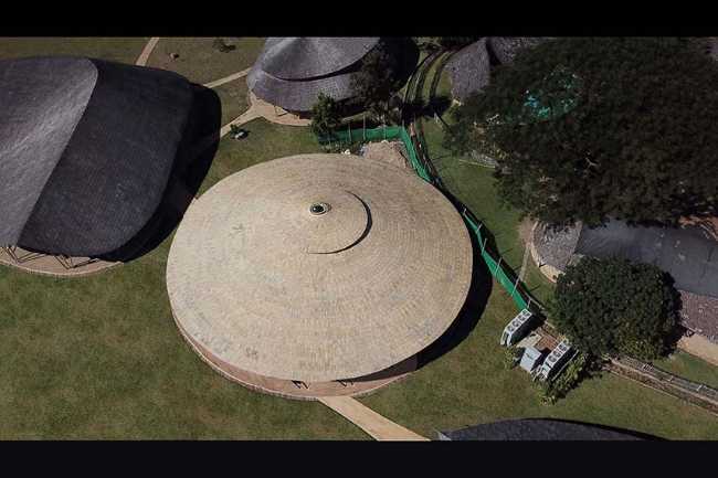 Circular bamboo structure for the Panyaden library.
