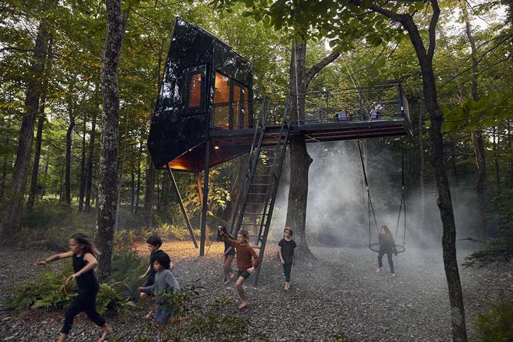 Black Crystal: A Wood and Metal Treehouse in the USA