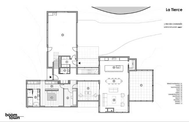 Varied volumetrics and local materials of the La Tierce residence for a living experience intimately linked with nature