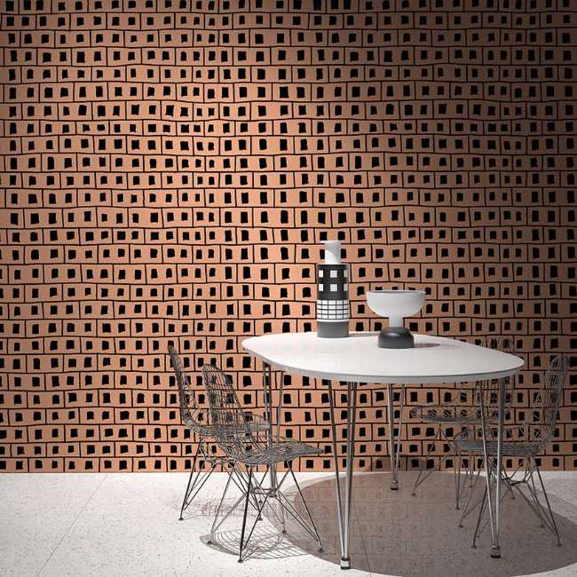 Collection de papier peint pour Rollout inspirée par les finitions architecturales, dessinée à la main et personnalisable