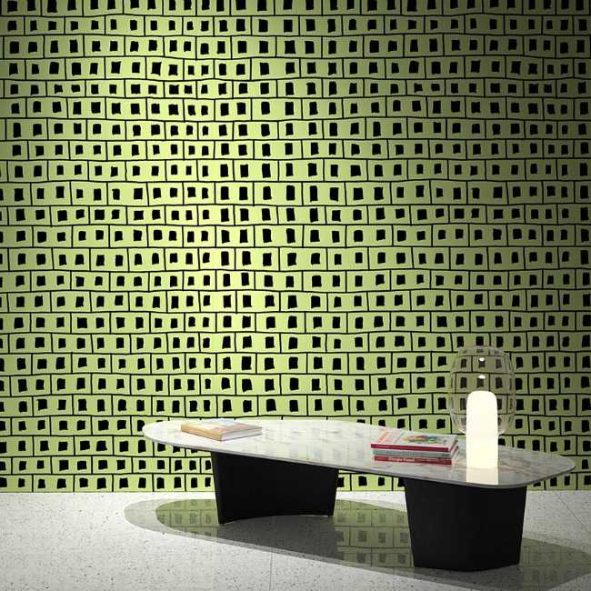 Collection de papier peint pour Rollout inspirée par les finitions architecturales, dessinée à la main et personnalisable