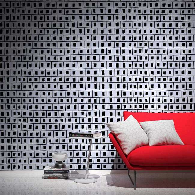 Collection de papier peint pour Rollout inspirée par les finitions architecturales, dessinée à la main et personnalisable