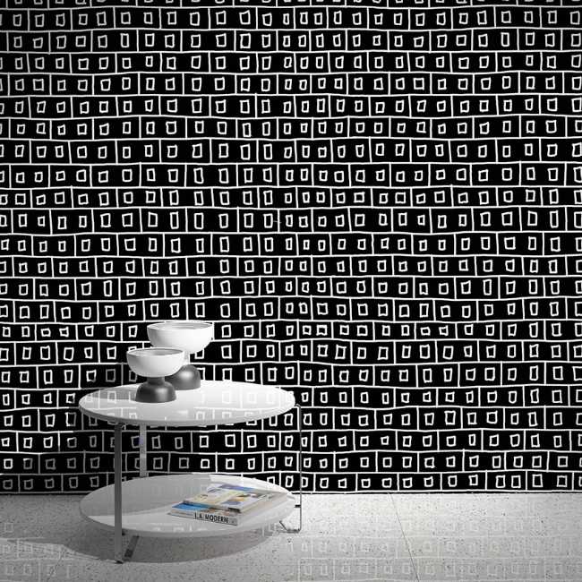 Collection de papier peint pour Rollout inspirée par les finitions architecturales, dessinée à la main et personnalisable