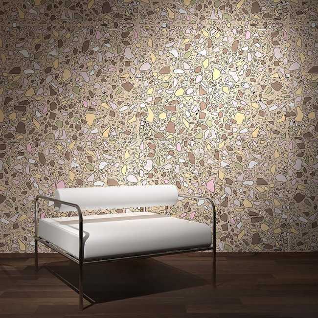 Collection de papier peint pour Rollout inspirée par les finitions architecturales, dessinée à la main et personnalisable