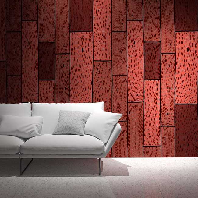 Collection de papier peint pour Rollout inspirée par les finitions architecturales, dessinée à la main et personnalisable