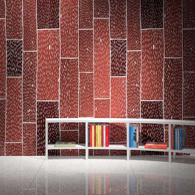 Collection de papier peint pour Rollout inspirée par les finitions architecturales, dessinée à la main et personnalisable