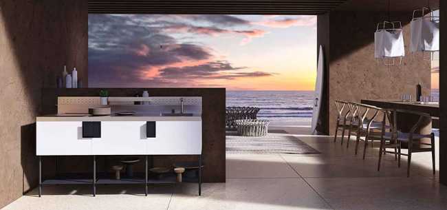 Àtria kitchen that transforms outdoors into domestic spaces