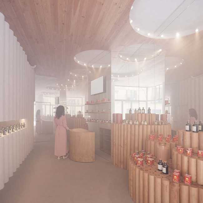 El espejo que completa. Círculos e ilusión óptica para el interior de la tienda de pimentón ahumado Humo