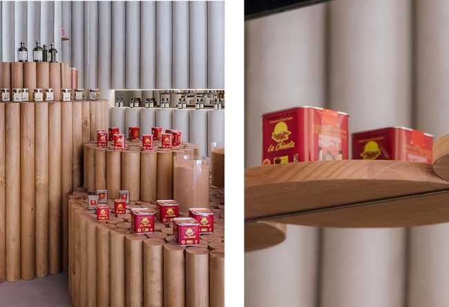 El espejo que completa. Círculos e ilusión óptica para el interior de la tienda de pimentón ahumado Humo