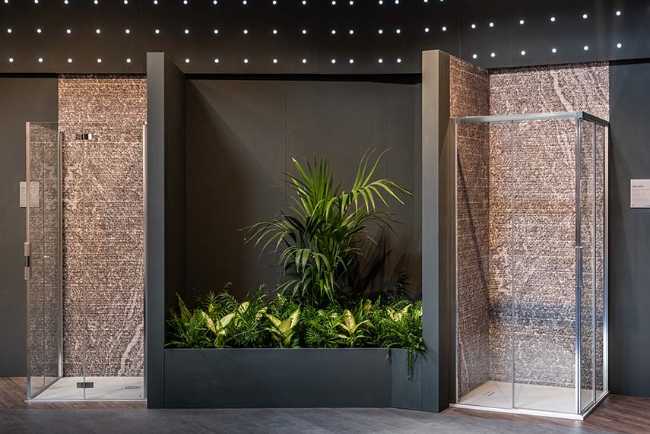 Stand de Duka en Cersaie de Bolonia. Concept sobre el arte del agua para un recorrido sensorial