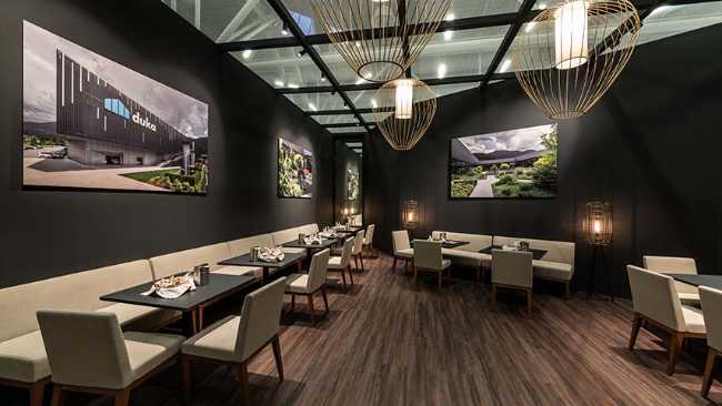 Stand de Duka en Cersaie de Bolonia. Concept sobre el arte del agua para un recorrido sensorial