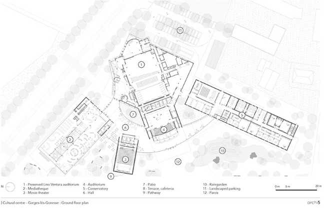 Centro Cultural de Garges-lès-Gonesse en equilibrio entre el entorno construido y la naturaleza. Reflejo de una ciudad creativa