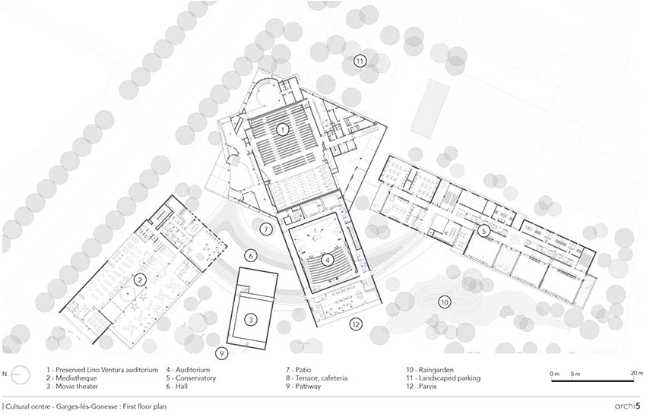 Centro Cultural de Garges-lès-Gonesse en equilibrio entre el entorno construido y la naturaleza. Reflejo de una ciudad creativa