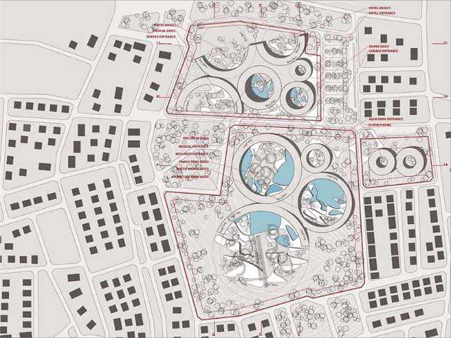 Roof gardens and green oases at the Tetusa Oasis Thermal Resort in Turkey