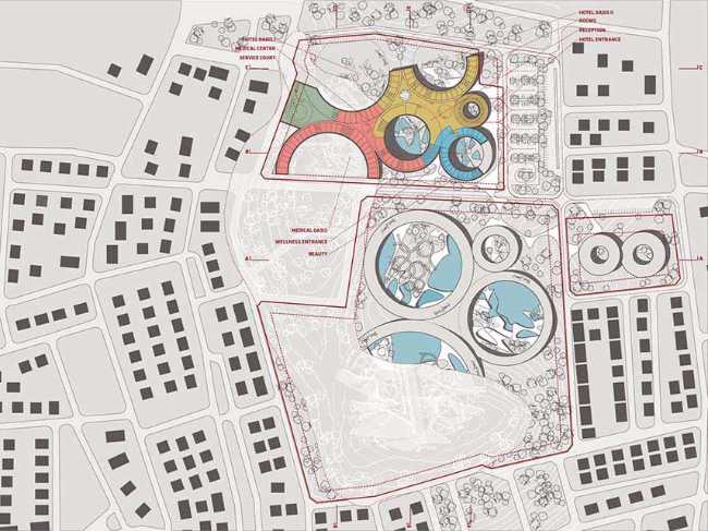 Roof gardens and green oases at the Tetusa Oasis Thermal Resort in Turkey