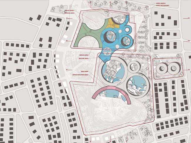 Roof gardens and green oases at the Tetusa Oasis Thermal Resort in Turkey
