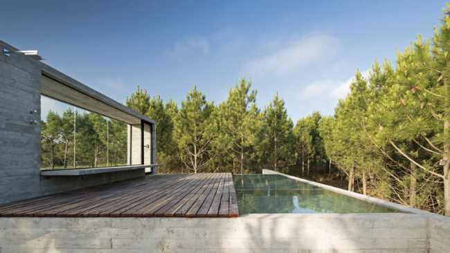 Architecture for architects at Casa L4. Exposed concrete and landscape