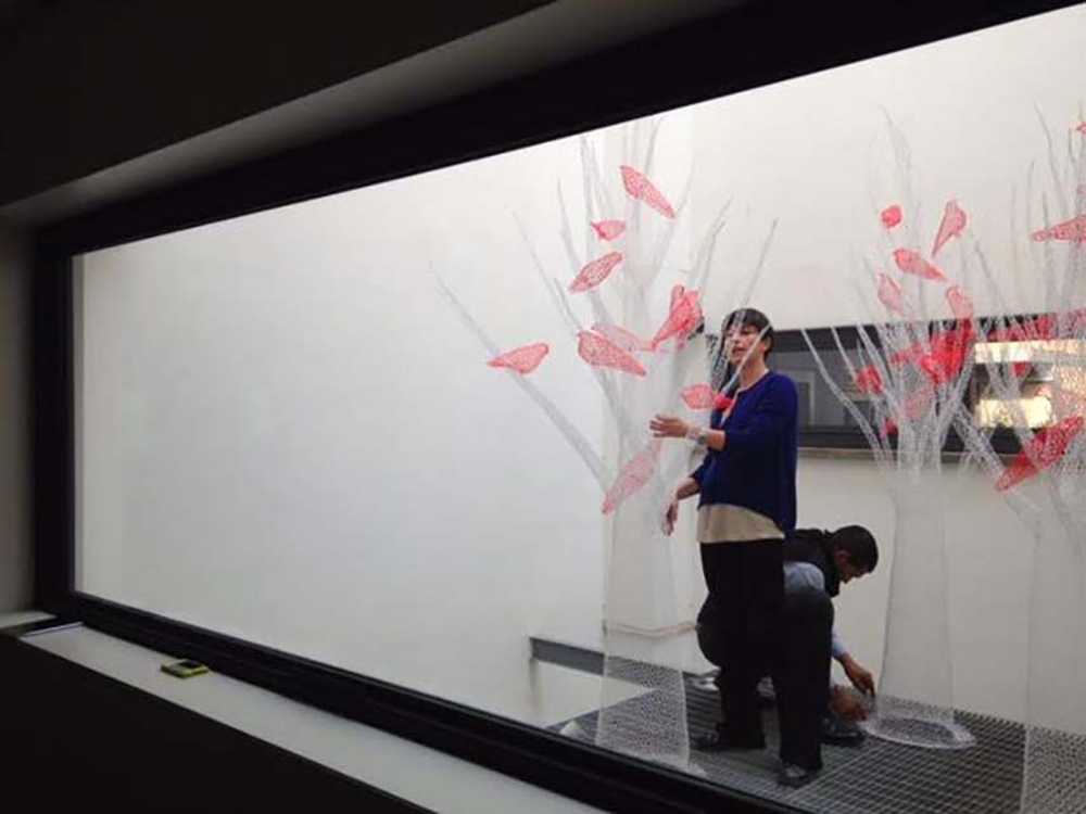 The courtyard becomes an art space. Casa LS sewn around the patio