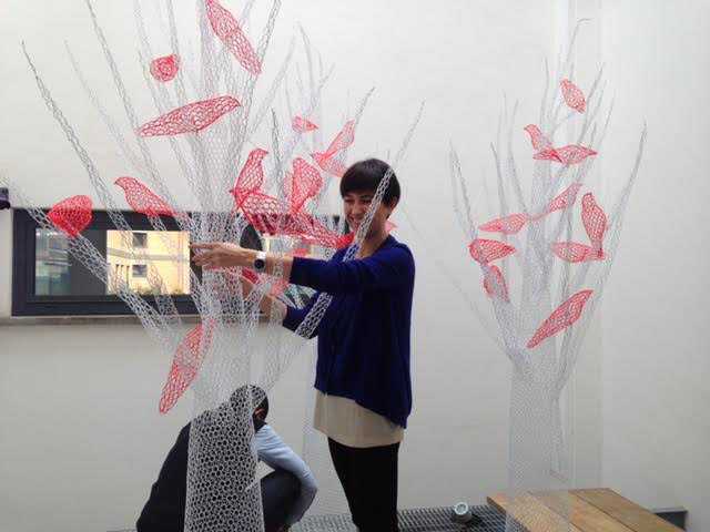 The courtyard becomes an art space. Casa LS sewn around the patio