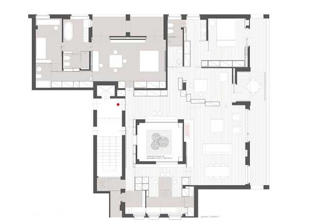 The courtyard becomes an art space. Casa LS sewn around the patio