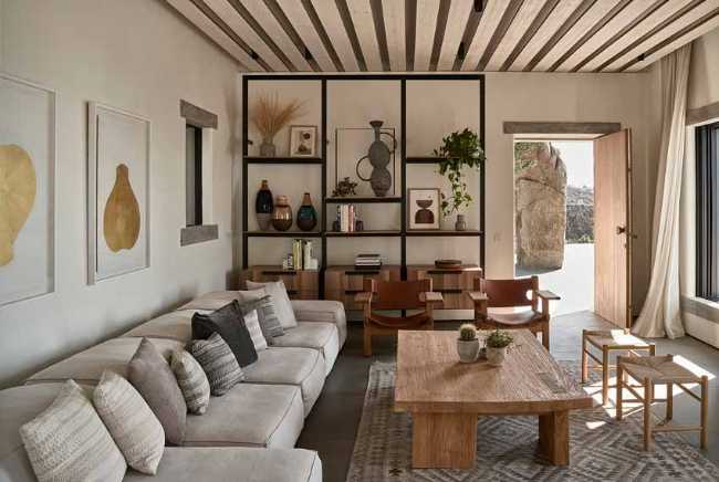 villa greece, living room