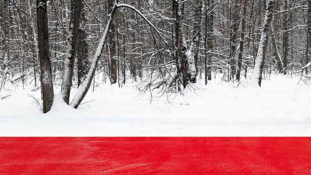 Nowhere. A red thread in the white landscape, effects of perspective and infinity