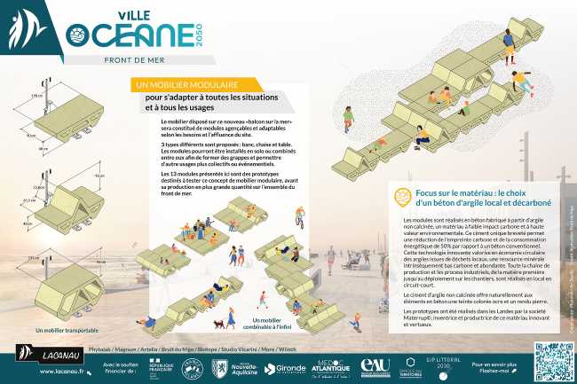 Lacanau Bench, the prototype of sustainable modular urban furniture