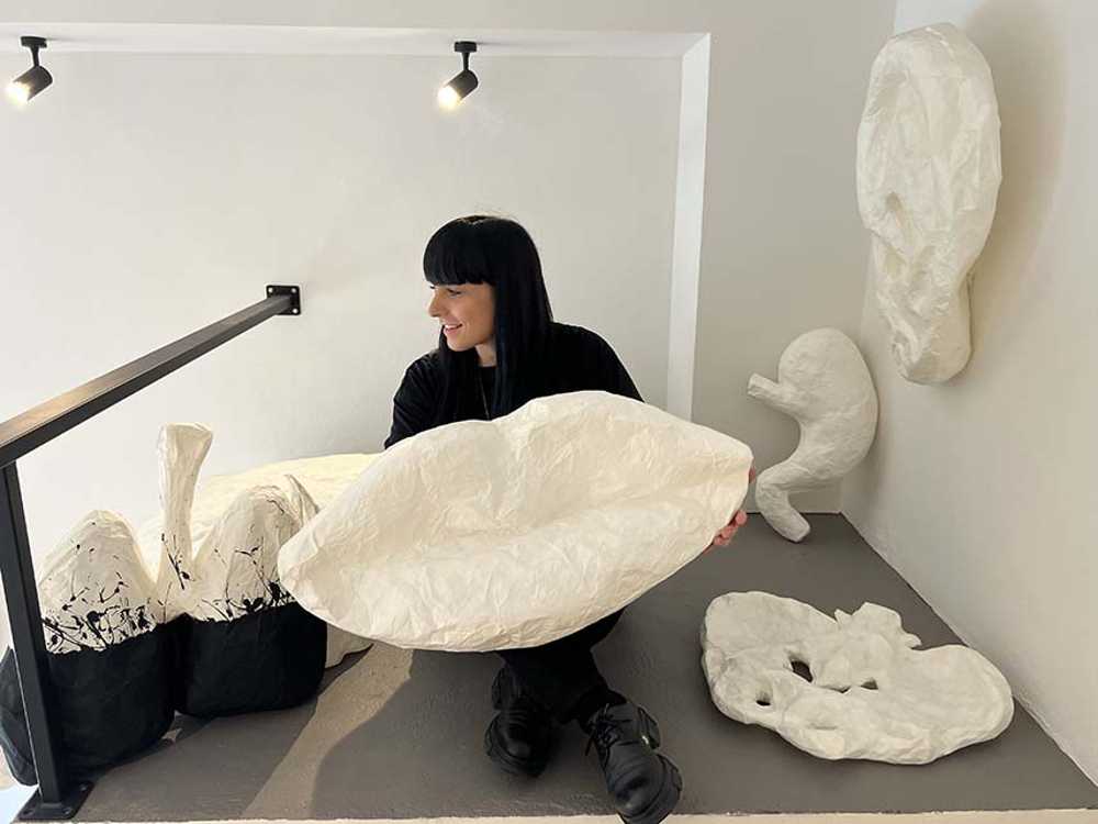 The papier-mâché sculptures in Antonella Paglialonga's set design.