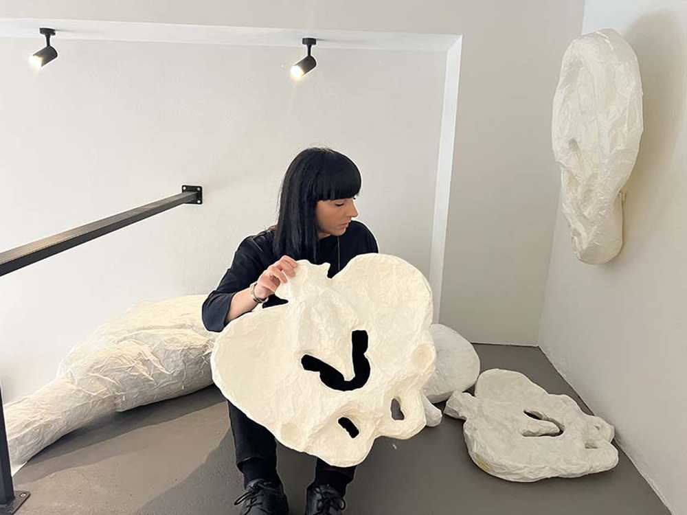 The papier-mâché sculptures in Antonella Paglialonga's set design.